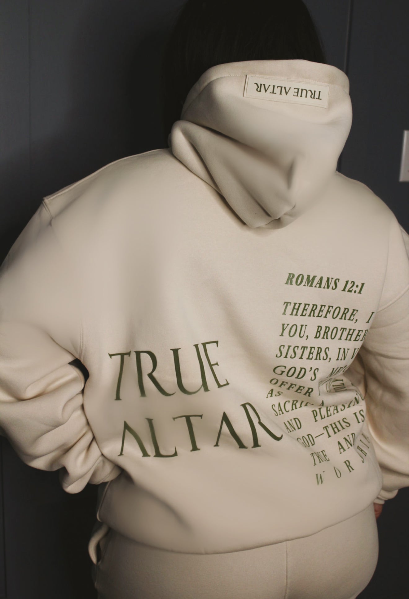 True Altar Signature Hoodie (Romans 12:1) Stone